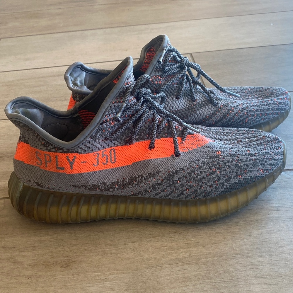 Yeezy Gray and Orange Sneakers